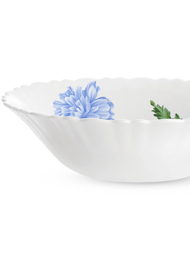 British Chef 15 Pieces Opalware Dinner Set | Microwave & Dishwasher Safe | Blue Mist Dinnerware set with 4-Piece Dinner Plate, 4-Piece Side Plate, 1-Piece Serving Bowl, 4-Piece Veg Bowl, 2-Piece Spoons-White  - Image 3