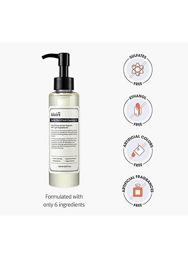 DearKlairs DearKlairs] Gentle Black Fresh Cleansing Oil, a light and spreadable texture, only 6 ingredients (5.07 Fl Oz)  - Image 4