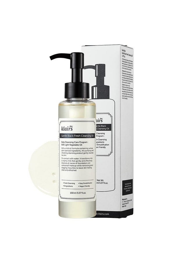 DearKlairs DearKlairs] Gentle Black Fresh Cleansing Oil, a light and spreadable texture, only 6 ingredients (5.07 Fl Oz)  - Image 1