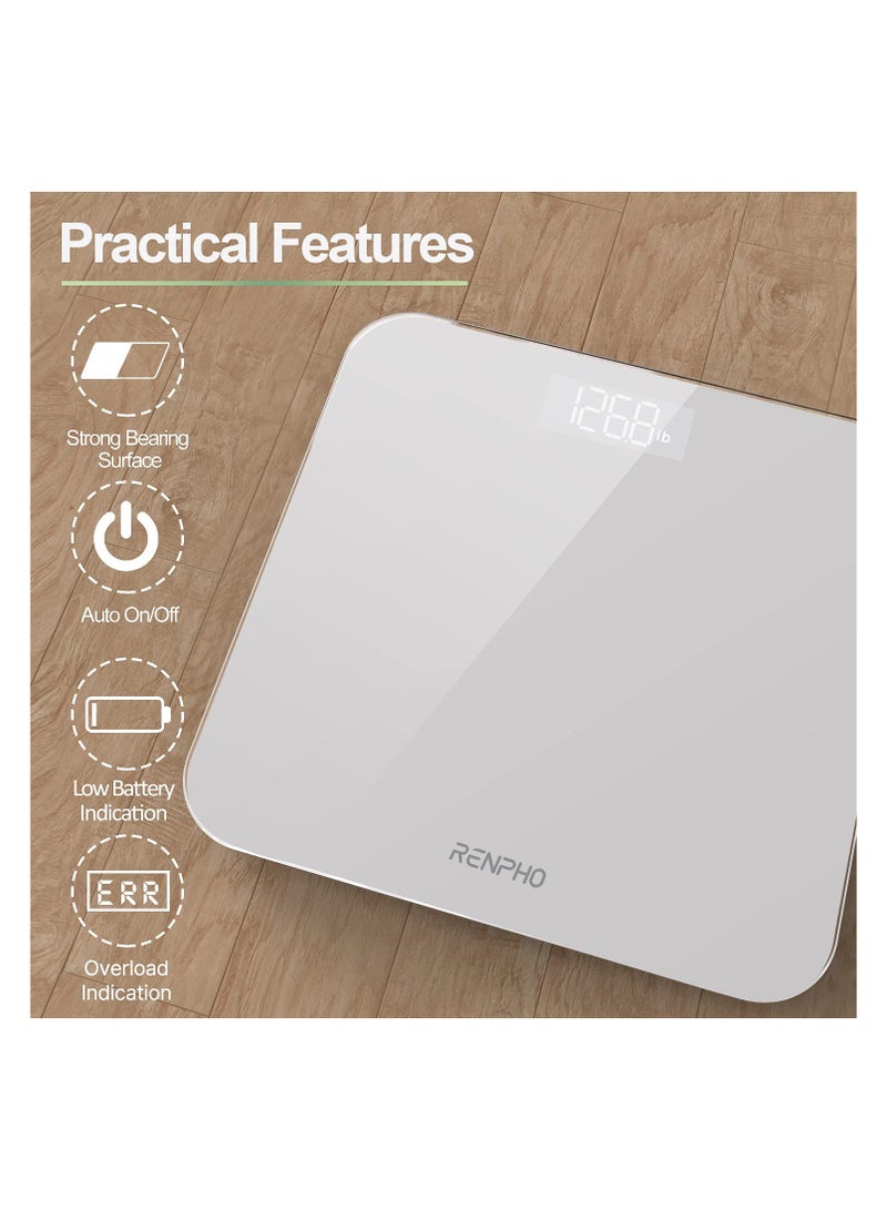 رينفو RENPHO Core 1S Digital Bathroom Scale White – LED Display, 400 lb Capacity, High Accuracy, Tempered Glass  - Image 4