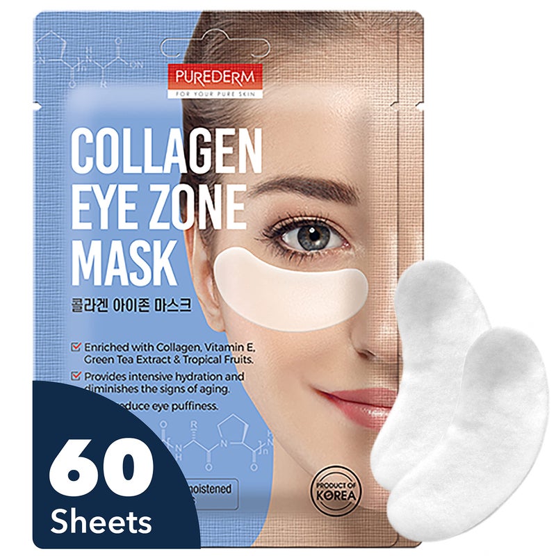 Purederm Deluxe Collagen Eye Mask Collagen Pads For Women By Purederm 2 Pack Of 30 Sheets/Natural Eye Patches With Anti-aging and Wrinkle Care Properties/Help Reduce Dark Circles and Puffiness - Image 1
