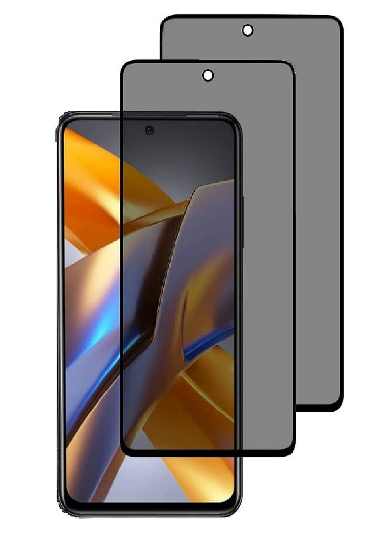 Super 2 Pieces Tempered Glass Screen Protector Anti-Spy Privacy Designed For Xiaomi Poco M5s Full Screen Coverage And Bubble Free - Image 1