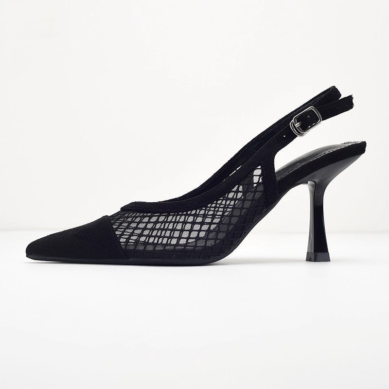 Women's Pointed Toe Stiletto Heel Mesh Sandals Black - Image 2