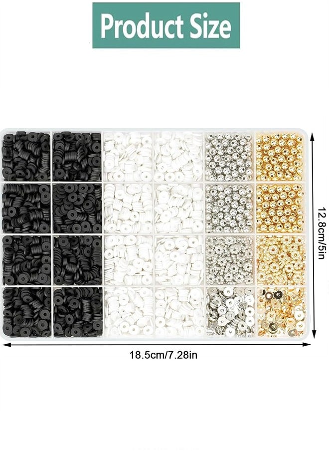 Generic - 3000 Pcs Clay Beads for Bracelets, Bracelat Making Kit Golden Beads for Jewelry Making Charms Bracelet Kit Flat Round Polymer Clay Bead for Bracelet Necklace Earring DIY Craft Supplies - Image 1