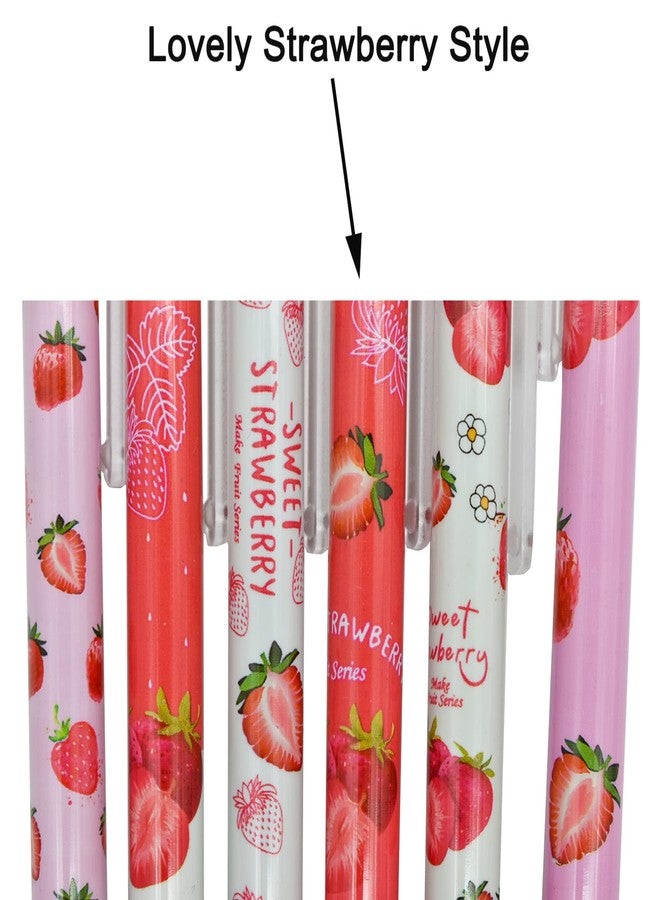 Maydahui 12 PCS Strawberry Gel Pens Cute Fruit Pen Retractable Printing Pen Black Ink for Girls School Party - Image 3