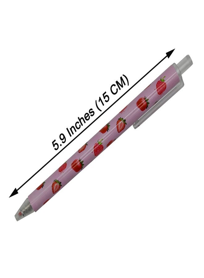 Maydahui 12 PCS Strawberry Gel Pens Cute Fruit Pen Retractable Printing Pen Black Ink for Girls School Party - Image 2