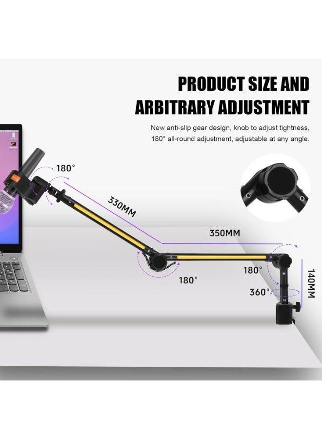 Microphone Boom Arm Stand - Desk Arm Mic Holder, with Microphone Upgraded Clip - Image 2