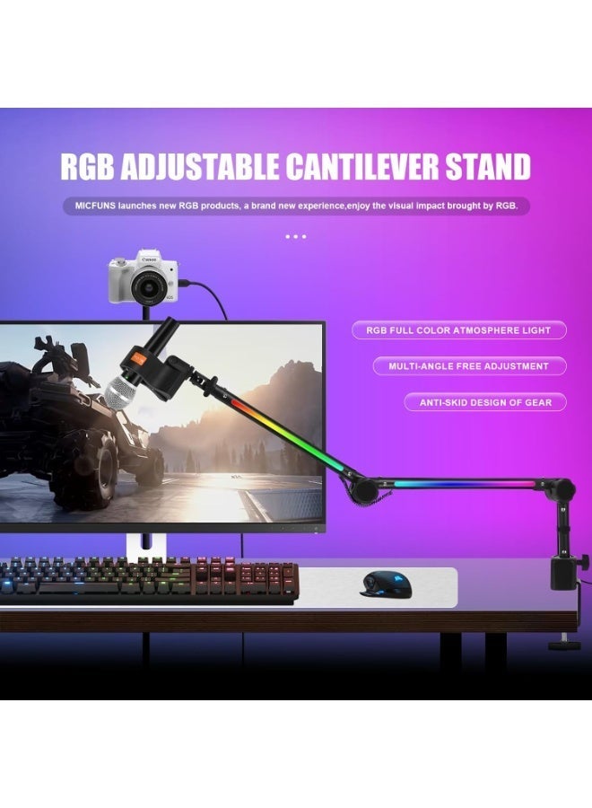 Microphone Boom Arm Stand - Desk Arm Mic Holder, with Microphone Upgraded Clip - Image 4