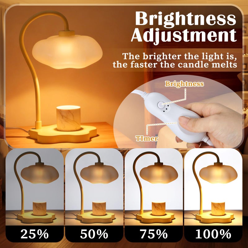 Glooglitter Glooglitte Cloud Candle Warmer Lamp with Timer Dimmer Cute Warming Lamp Adjustable Wax Melt Light Bedside Table Scented Wax Light for Bedroom House Office Living Room Birthday Gifts for Women Mom - Image 3