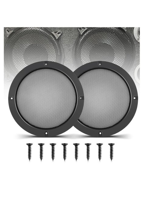 6.5" Metal Mesh Round Speaker Grill Cover, 2Pcs Car Speaker Subwoofer Guard Protector with Mounting Screws, Universal Radio Speaker Grills Decorative for Car Speaker Mounting Home Audio DIY