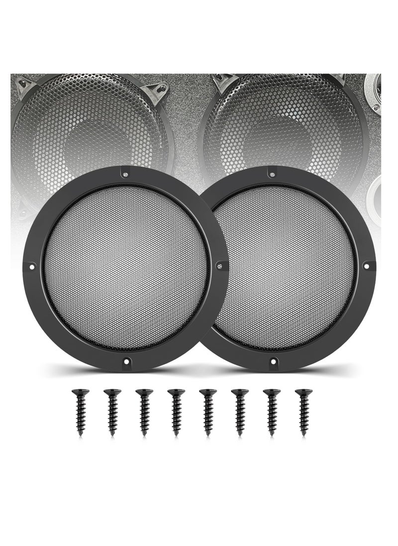 SYOSI - 6.5" Metal Mesh Round Speaker Grill Cover, 2Pcs Car Speaker Subwoofer Guard Protector with Mounting Screws, Universal Radio Speaker Grills Decorative for Car Speaker Mounting Home Audio DIY - Image 1
