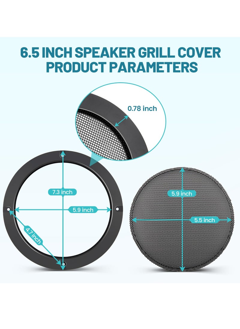SYOSI - 6.5" Metal Mesh Round Speaker Grill Cover, 2Pcs Car Speaker Subwoofer Guard Protector with Mounting Screws, Universal Radio Speaker Grills Decorative for Car Speaker Mounting Home Audio DIY - Image 1