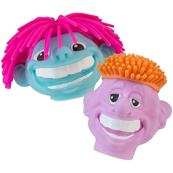 ORB 2 Pack Human Face Stress Relief Balls - ORB Funkee Faces (Set 1) - Squeeze and Make Your Own Faces with These Stretchy, Squishy, Hairy Heads - Collectible Sensory and Fidget Toys for Kids and Adults - Image 2