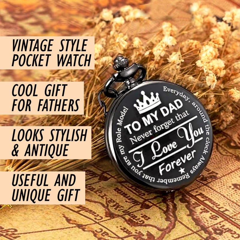 exciting Lives ساعة جيب للأب - هدية لعيد الديوالي، عيد الميلاد، عيد الميلاد، الذكرى السنوية، هدية للأب، بابا، والد الزوج، هدية عيد الأب للأب - Image 2