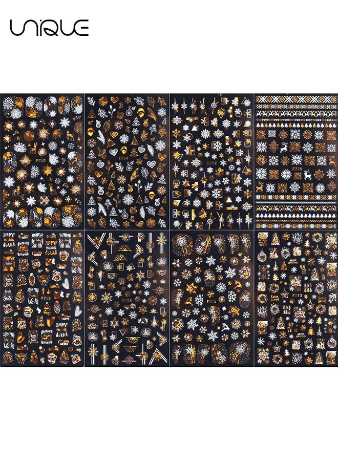 Unique 8 Pcs Nail Art Stickers - Self Adhesive Nail Stickers - Nail Polish Decoration - Snowflake Nail Decoration DIY Nail Art Decoration Girl - Image 2