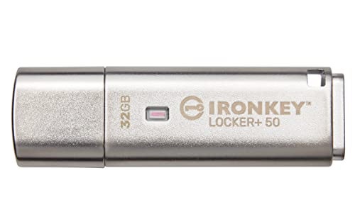Kingston Ironkey Locker 50 32GB Encrypted USB Flash Drive USB 32 Gen 1 XTSAES Protection MultiPassword Security Options Automatic Cloud Backup Metal Casing IKLP5032GBSilver - Image 1