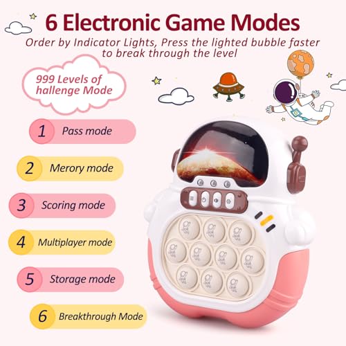 Blackma Fast Push Light Up Fidget Toys for Kids Handheld Puzzle Game Sensory Toys Christmas Toys Gifts for 312 Year Old Boys Girls PinkAstronaut - Image 5
