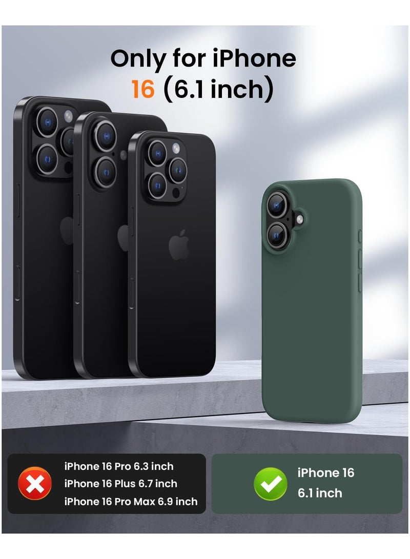 دوسالا جراب iPhone 16، جراب هاتف من السيليكون السائل لهاتف iPhone 16 مقاس 6.1 بوصة، غطاء واقٍ ناعم كالحرير ملون (أخضر) - Image 2