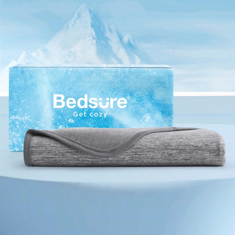 Bedsure Bedsure Beige Cooling Blanket King Size for Hot Sleepers - Summer Blanket King Size Cold Bed Cool Arc-Chill Thin Ice Cooled Bedding with Rayon Derived from Bamboo Night Sweats Hot Flashes, 108x90  - Image 1