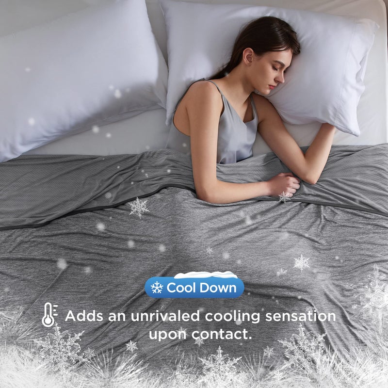 Bedsure Bedsure Beige Cooling Blanket King Size for Hot Sleepers - Summer Blanket King Size Cold Bed Cool Arc-Chill Thin Ice Cooled Bedding with Rayon Derived from Bamboo Night Sweats Hot Flashes, 108x90  - Image 3