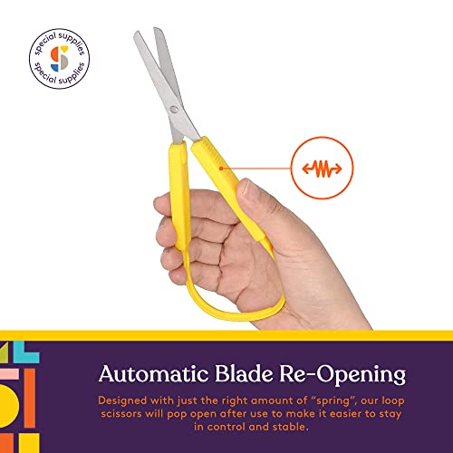 Special Supplies Loop Scissors for Teens And Adults 8 Inches (3-Pack) Colorful Looped, Adaptive Design, Right and Lefty Support, Small, Easy-Open Squeeze Handles, Supports Elderly and Special Needs - Image 2