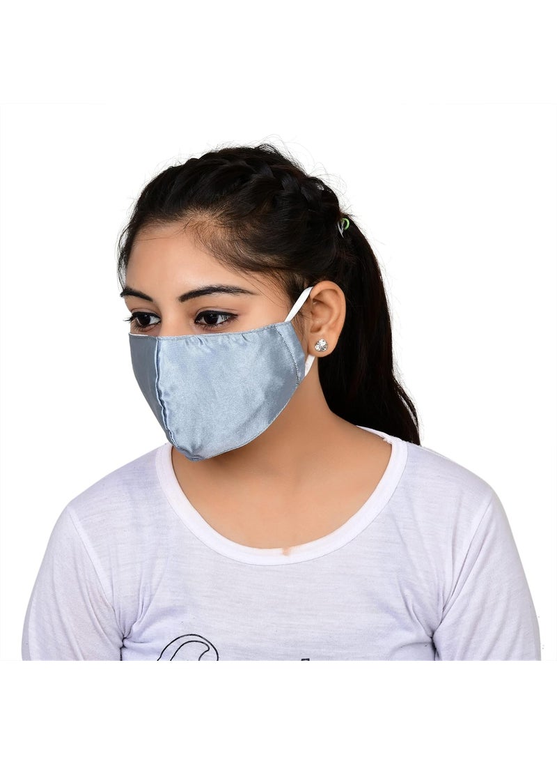 NNR NNR Satin Silk Face Mask With Soft Elastic For Kids Girls Pack Of 3 PcsMulticolor  - Image 3
