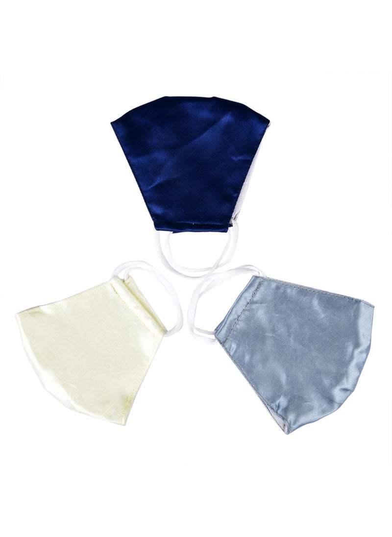NNR NNR Satin Silk Face Mask With Soft Elastic For Kids Girls Pack Of 3 PcsMulticolor  - Image 1