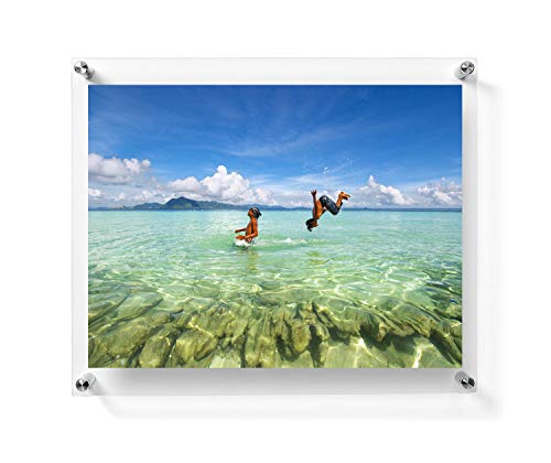 Cohpoh 6x8 Floating Acrylic Picture Frame With Chrome Standoff Double Panel Wall Mount Photo Frame for Picture Up To inches (Inner Max Size is 6x8 inch) - Image 1