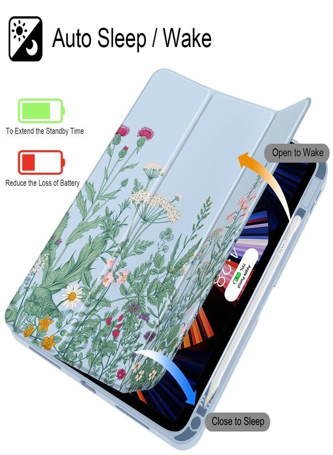 May Chen for iPad (A16) 11th Generation Case 11 Inch 2025, iPad 10th Gen Case 2022 10.9 inch, Built-in Pencil Holder with Shockproof Cover Clear Transparent Back Shell Auto Wake/Sleep, Herbs Flowers - Image 3