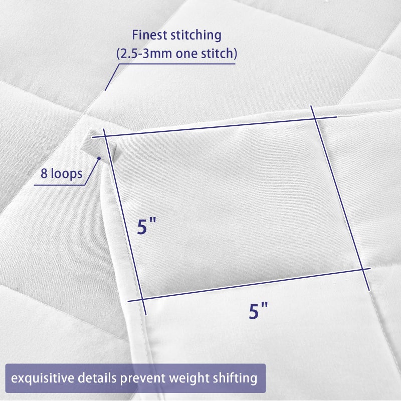yescool Weighted Blanket for Adults (25 lbs, 60" x 80", White) Cooling Heavy Blanket for Sleeping Perfect for 240-260 lbs, Queen Size Breathable Blanket with Premium Glass Bead, Machine Washable - Image 4