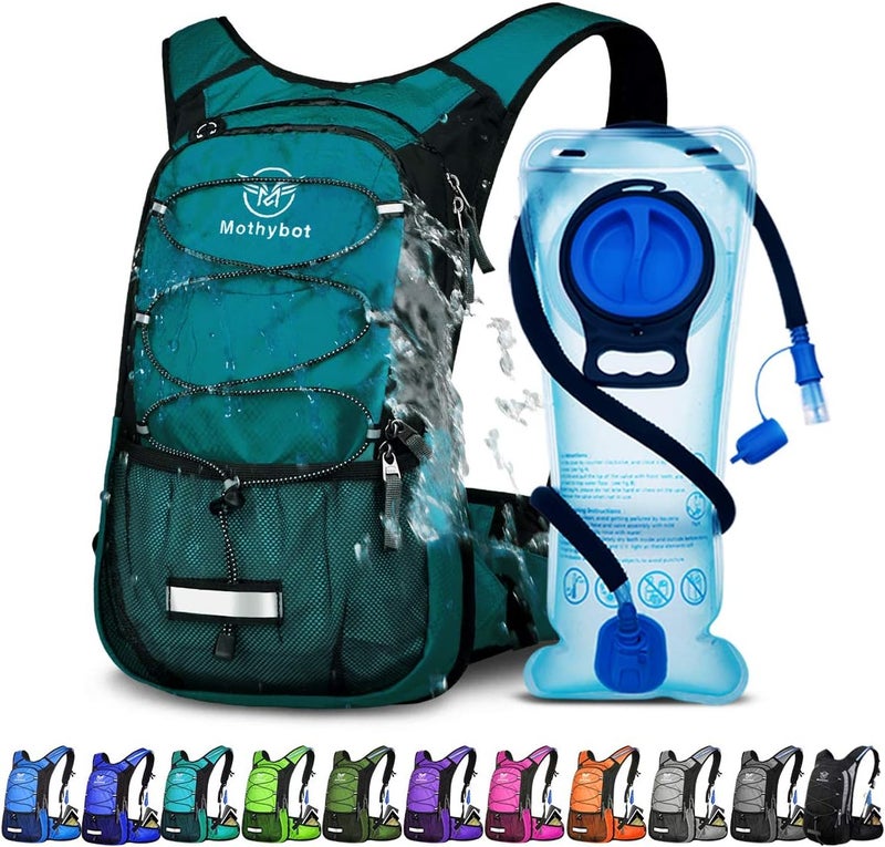 Mothybot Hydration Pack, Insulated Hydration Backpack with 2L BPA Free Water Bladder and Storage, Hiking Backpack for Men, Women, Kids for Running, Cycling, Camping - Keep Liquid Cool up to 5 Hours - Image 1