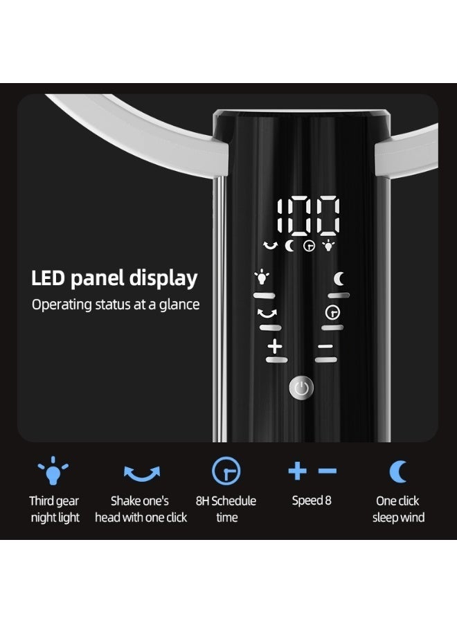 إلترازون F5 Standing Pedestal Fan, 180°+90° Oscillating Quiet Floor Fan with DC Motor, Remote Control, 8 Speeds & 8H Timer, Adjustable Height Circulator Fan for Bedroom, Living Room & Office – White - Image 3