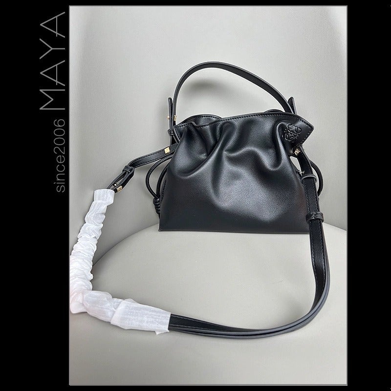 Explosive High-End Sense Fortune Bag Drawstring Small Bucket Bag Mini Yang Same-Style Soft Leather Cloud Bag Crossbody Bag Women'S Bag - Image 2