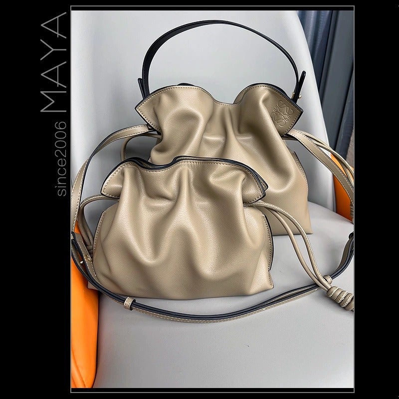 Explosive High-End Sense Fortune Bag Drawstring Small Bucket Bag Mini Yang Same-Style Soft Leather Cloud Bag Crossbody Bag Women'S Bag - Image 3