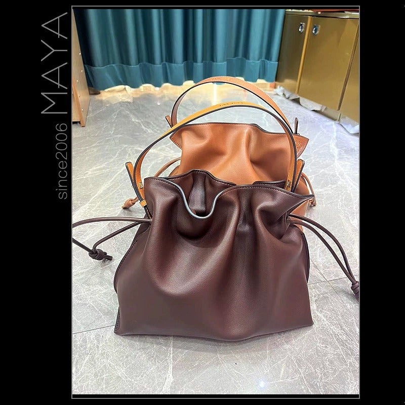 Explosive High-End Sense Fortune Bag Drawstring Small Bucket Bag Mini Yang Same-Style Soft Leather Cloud Bag Crossbody Bag Women'S Bag - Image 5