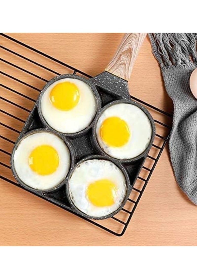 ELTRAZONE 4 Hole Omelet Pan for Burger Eggs Ham Pancake Maker Wooden Handle Frying Pot Non-stick Cooking Breakfast - Image 3