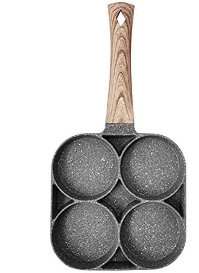 ELTRAZONE 4 Hole Omelet Pan for Burger Eggs Ham Pancake Maker Wooden Handle Frying Pot Non-stick Cooking Breakfast - Image 2