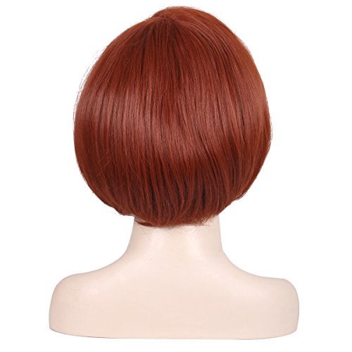 ColorGround Short Reddish Brown Prestyled Cosplay Wig and Eye Mask for Women - Image 3