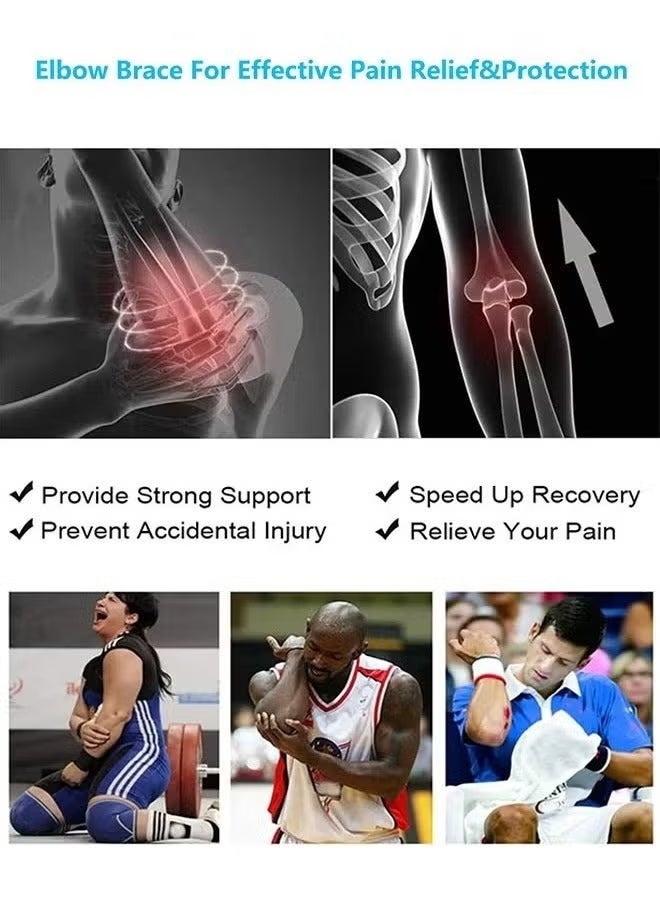 Adjustable Elbow Support Brace - Compression Sleeve for Tennis Elbow, Gym, Golf & Arthritis Pain Relief, Arm Wrap Strap for Men & Women (1 Piece) - Image 5