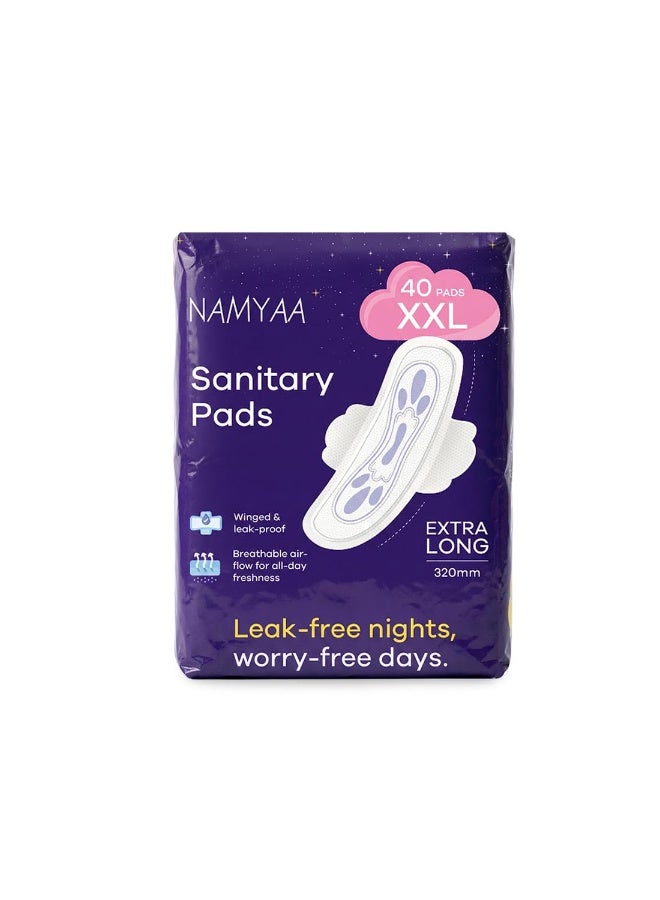 Namyaa Sanitary Pads XXL 320mm – Extra Long, Ultra Thin, Winged & Leak-Proof Pads for Heavy Flow – Breathable, Rash-Free Comfort (40 Pads) - Image 1