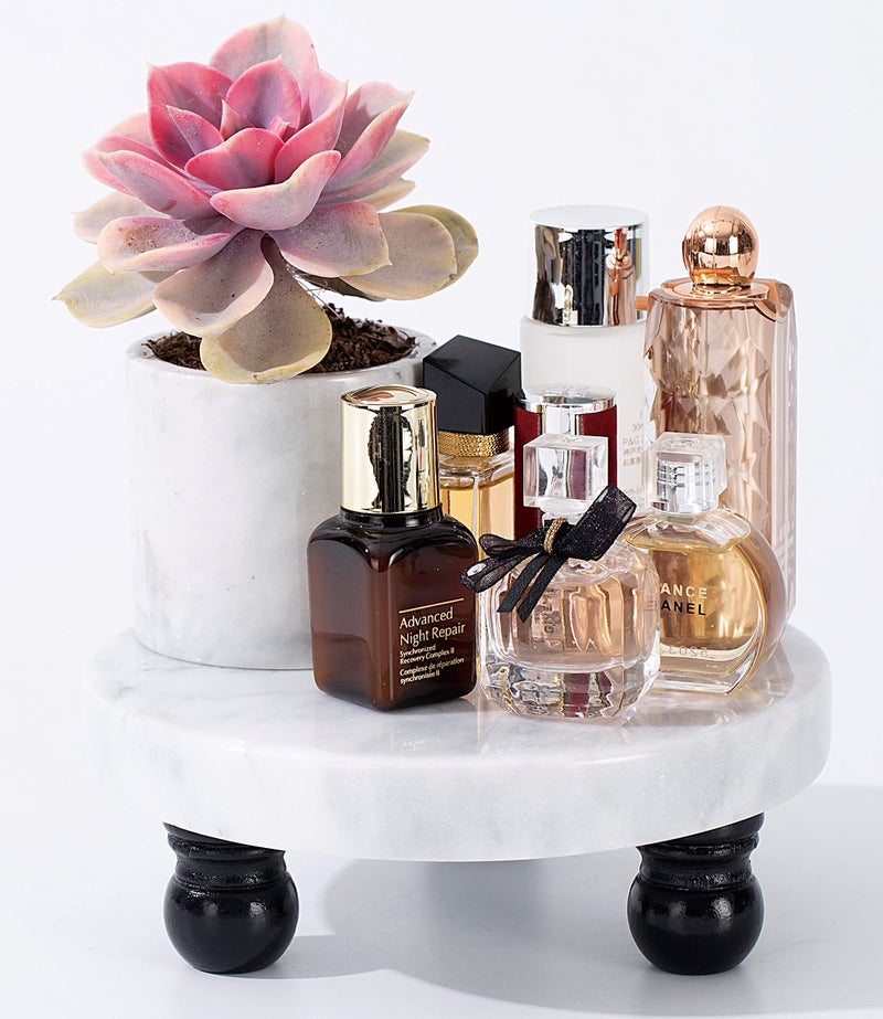 Fasolahome فازولا هوم حامل رخام زخرفي للعرض ديكور جميل للحمام والمطبخ منصة رخامية جميلة تعرض زينتك بشكل فريد صينية رخامية مثالية لإضافة بعض الجمال إلى منزلك 59 بوصة صغيرة