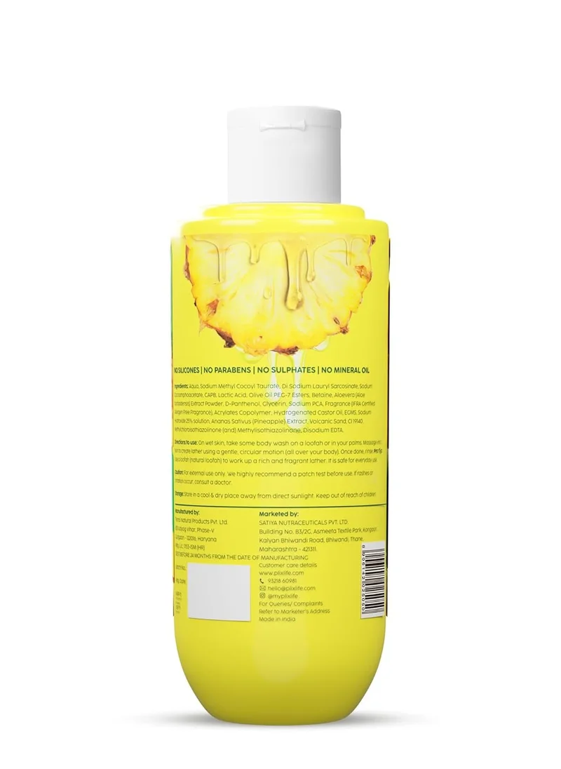 PLIX THE PLANT FIX PLIX - THE PLANT FIX Pineapple 5% Lactic Acid Exfoliating Body Wash For All Skin Types, Paraben-Free Shower Gel, For Dry, Rough & Strawberry Skin, 236 Ml