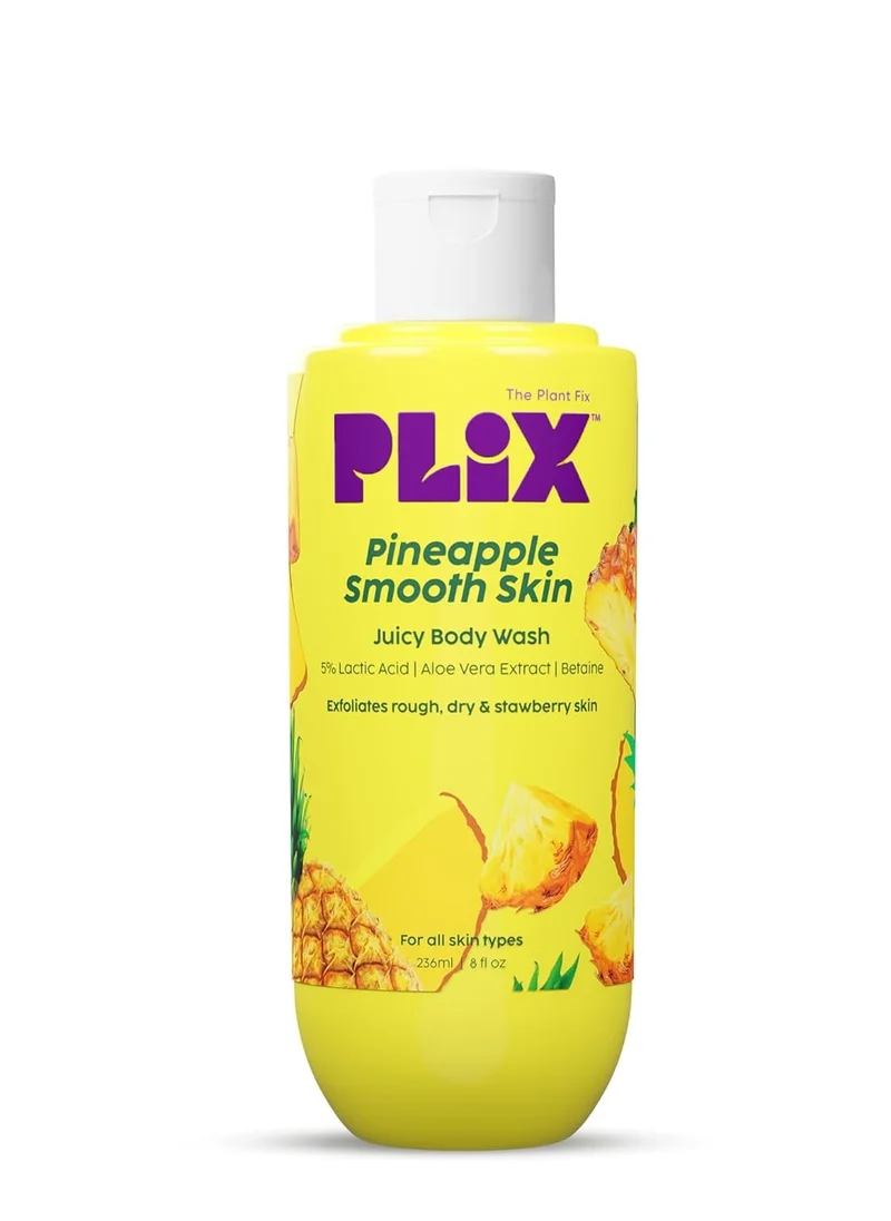 PLIX THE PLANT FIX بليكس - غسول الجسم المقشر بحمض اللاكتيك 5% بالأناناس لجميع أنواع البشرة من ذا بلانت فيكس، جل استحمام خالي من البارابين، للبشرة الجافة والخشنة والفراولة، 236 مل