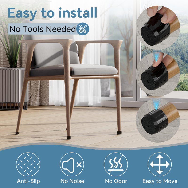 Violibar 24PCS Extra Small Silicone Chair Leg Floor Protectors for Hardwood Floors, Thicken Rubber Chair Leg Cap Covers, Non Slip Furniture Leg Pads to Protect Wood Tile Floors from Scratches and Reduce Noise - Image 4