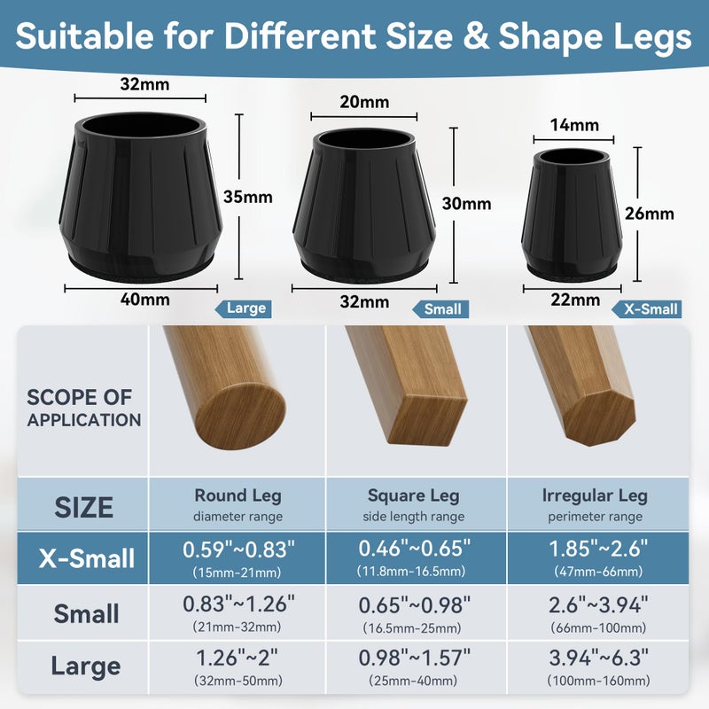Violibar 24PCS Extra Small Silicone Chair Leg Floor Protectors for Hardwood Floors, Thicken Rubber Chair Leg Cap Covers, Non Slip Furniture Leg Pads to Protect Wood Tile Floors from Scratches and Reduce Noise - Image 3