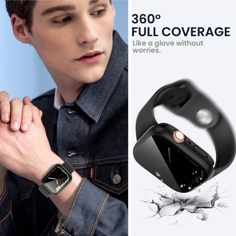 Tensea تينسيا (2 في 1 لحماية شاشة ساعة آبل المقاومة للماء SE الجيل الثاني سلسلة SE 6 5 4 40 مم، غطاء وجه iWatch PC مع زجاج مقسى مدمج للخصوصية [26° مضاد للتجسس] [360° حماية كاملة] ) - Image 5