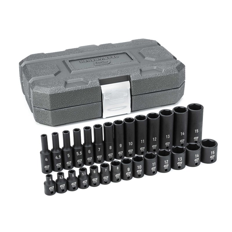 GEARWRENCH 28 Pc 14 Drive 6 Pt Standard Deep Impact Socket Set Metric 84901