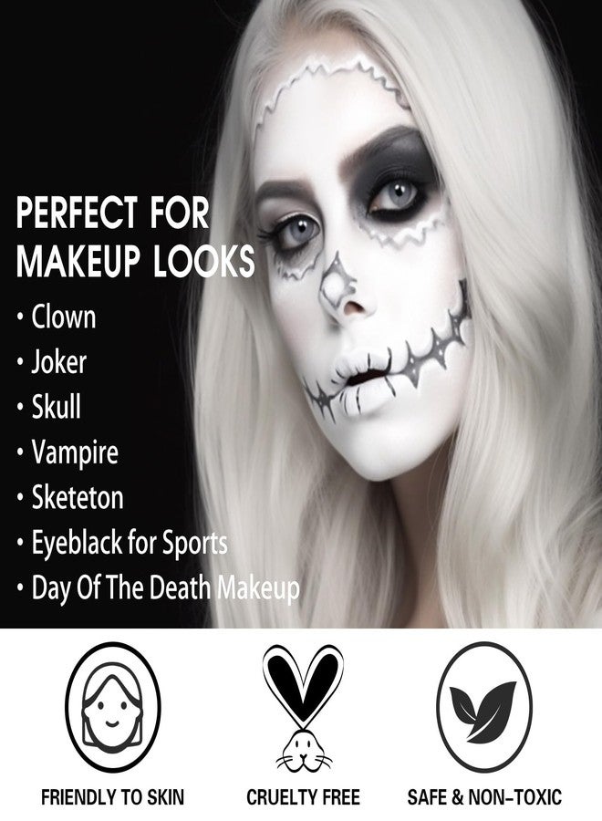 BOBISUKA White Face Paint, Clown Makeup Body Paint, Blendable Cream Face Painting Kits for Skull Joker Vampire Mime , Halloween Skeleton Cosplay, Costume, Parties,Stage, Theater, 2.1 fl oz (60ml) - Image 3