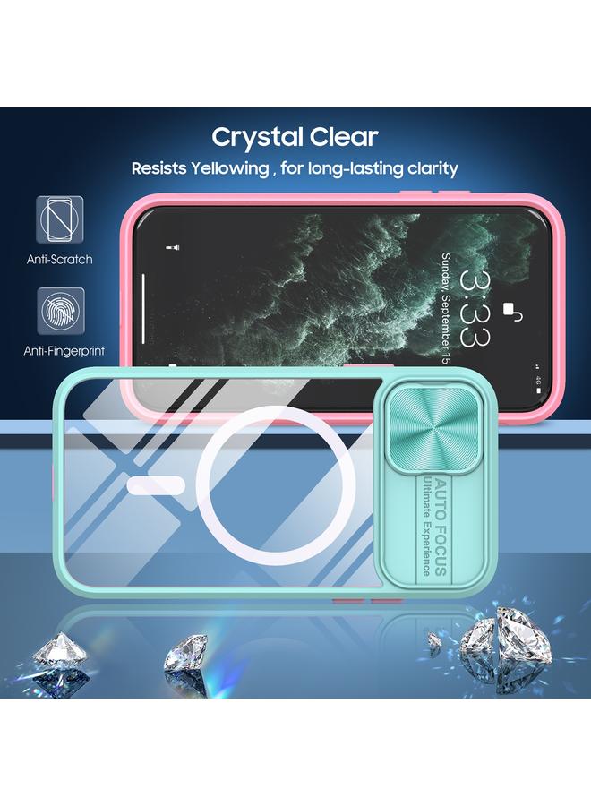 Zaboon Case For iPhone 12 Clear Acrylic + PC + TPU MagSafe Lens Sliding Cover Full Coverage Phone Case - Image 2