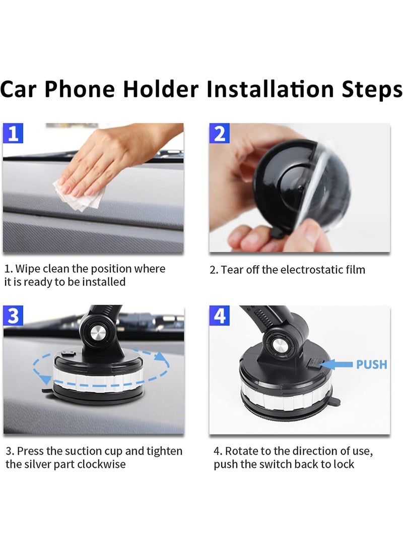 حامل هاتف محمول للسيارة، شفط فائق وثبات، حامل هاتف محمول عالمي بدون استخدام اليدين للوحة القيادة والزجاج الأمامي للسيارة، مناسب لأجهزة iPhone وSamsung وجميع الهواتف الذكية والسيارات - Image 5